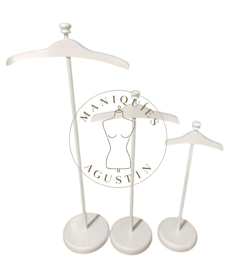 Percha exhibidora de madera blanca